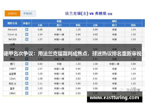 德甲名次争议：用法兰克福裁判成焦点，球迷热议排名重新审视